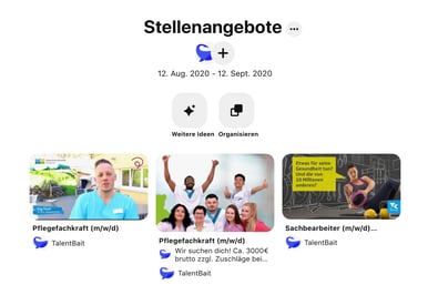 Eine gesponserte Werbeanzeige für einen Pflegejob auf Pinterest